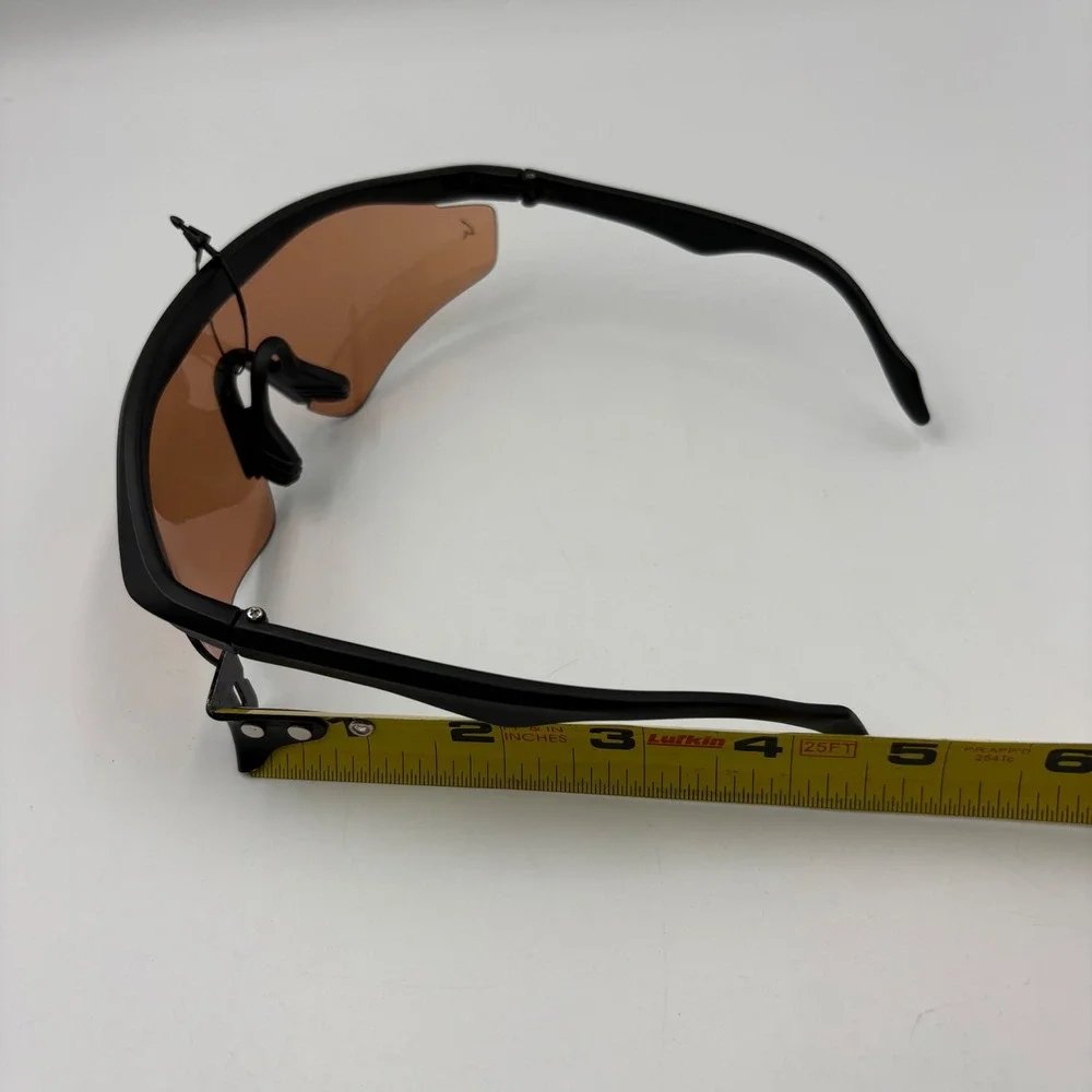 Gattaca Shield Sunglasses Matte Black‎ Wrap Around Amber Lens Sporty Y2K Cyber